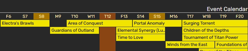 Home page with the event calendar