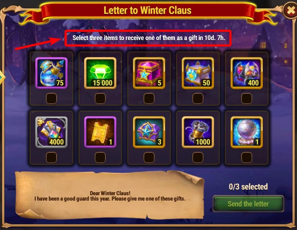 Choosing your gifts in your letter to Winter Claus