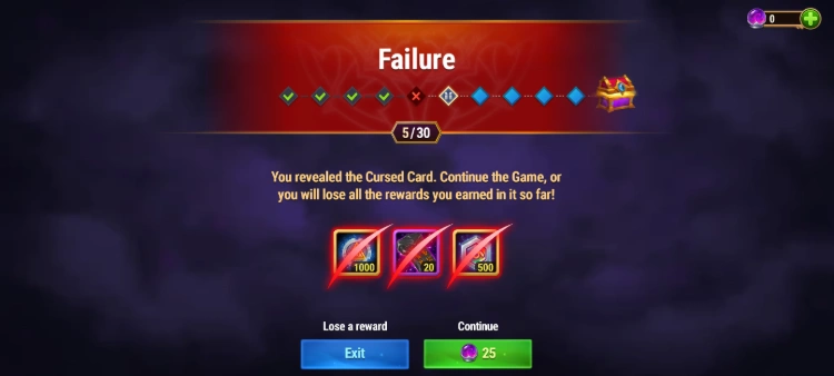 failure screen prompting you to retry