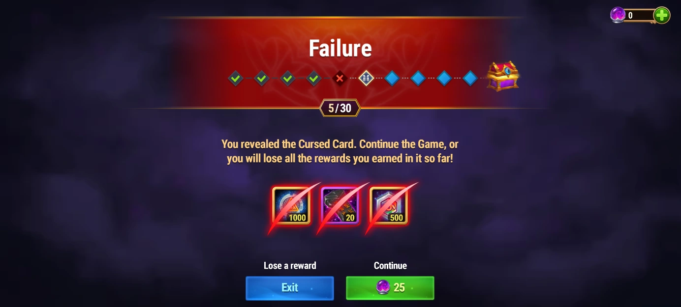 failure screen prompting you to retry
